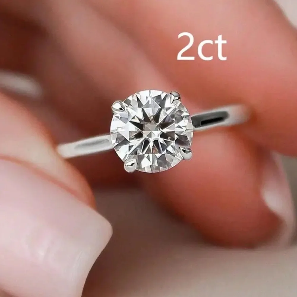 S925 Sterling Silver 2CT CZ Solitaire Ring - Size 6 - NWT